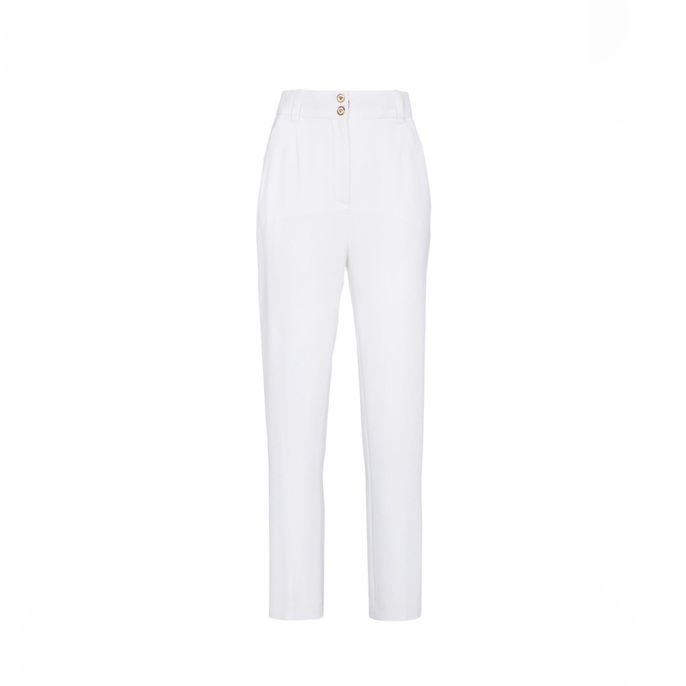 Gianni Versace Ivory Silk High Rise Slim Leg Trousers Size 42 New Never Worn